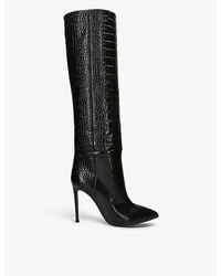 Paris Texas - Pointed-Toe Croc-Embossed Leather Knee-High Boots - Lyst