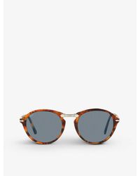 Persol - Po3274s Round-frame Folding Acetate And Metal Sunglasses - Lyst