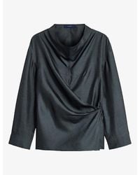 Soeur - Jenny Cowl-Neck Long-Sleeve Silk Blouse - Lyst