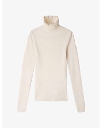 Sandro - Ruffled Roll-Neck Wool-Blend Jumper - Lyst