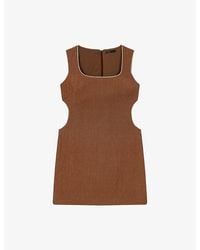 Maje - Sleeveless Rhinestone-Embellished Linen-Blend Mini Dress - Lyst