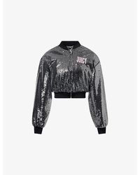 Juicy Couture - Juicy Cropped Sequin-Embellished Bomber Jacket - Lyst