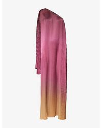 ‎Dima Ayad - Ombre Pleated One Shoulder Woven Maxi Dress - Lyst