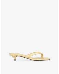 TOTEME - Square-Toe Leather Heeled Flip Flops - Lyst