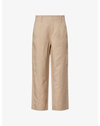 ME+EM - Straight-Leg Cropped Linen-Blend Trousers - Lyst