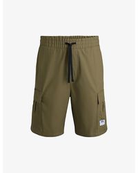 HUGO - Logo-Badge Elasticated-Waist Cotton Shorts - Lyst