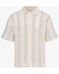 Orlebar Brown - Thomas Stripe-pattern Crochet Cotton-knit Shirt - Lyst
