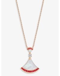 BVLGARI - Divas' Dream 18ct Rose-gold, Mother-of-pearl, Pavé Ruby And 0.1ct Diamond Pendant Necklace - Lyst