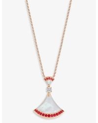 BVLGARI - Divas' Dream 18Ct Rose- Mother-Of-Pearl, Pavé Ruby And 0.1Ct Diamond Pendant Necklace - Lyst