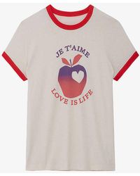 Zadig & Voltaire - Walk Love Is Life Logo Text-print Cotton T-shirt - Lyst