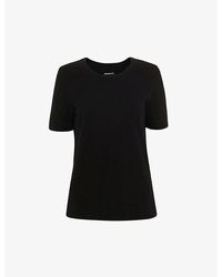 Whistles - Rosa Double-Trim Cotton T-Shirt - Lyst