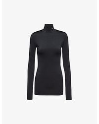 Prada - Logo-plaque Turtleneck Jersey Jumper - Lyst