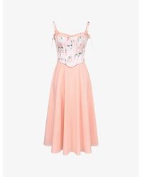 House Of Cb - Clarabelle Detachable Corset Stretch-Cotton Midi Dress - Lyst