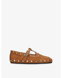 Ganni - Mary Jenny Stud Suede Loafers - Lyst