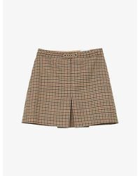Reiss - Willow Puppytooth-Check Wool Mini Skirt - Lyst