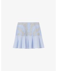 Claudie Pierlot - Embroidered Ruffled Cotton Mini Skirt - Lyst