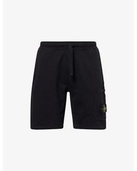 Stone Island - Compass Badge Fleece Cotton-Jersey Sweat Shorts - Lyst