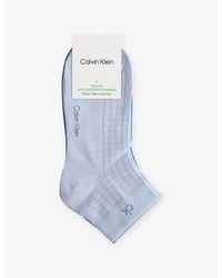 Calvin Klein - Quarter Brand-Print Pack Of Two Stretch-Cotton Blend Socks - Lyst