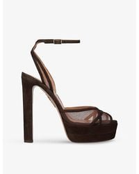 Aquazzura - Shear Plateau 130 Suede Heeled Sandals - Lyst