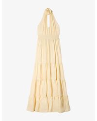 Sandro - Sleeveless Flower-Embellished Linen-Blend Maxi Dress - Lyst
