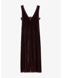 Zadig & Voltaire - Renzo V-Neck Silk And Velvet-Blend Midi Dress - Lyst