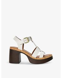 Dune - Jungle T-bar Heeled Leather Sandals - Lyst