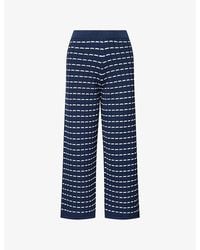 Emello - Cropped Wide-Leg Cotton-Knit Trousers - Lyst