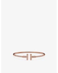 Tiffany & Co. - Tiffany T Pavé Wire 18Ct Rose- And 0.48Ct Brilliant-Cut Diamond Bracelet - Lyst