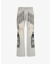 Who Decides War - Distressed Branded-patch Denim Trousers - Lyst