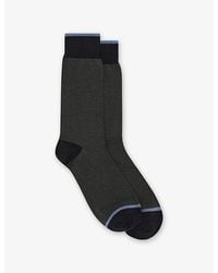 BOGGI - Micro-Striped Cotton-Blend Crew Socks - Lyst