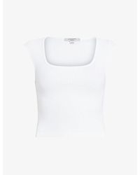 AllSaints - Tamie Square-neck Ribbed Stretch-woven Tank - Lyst
