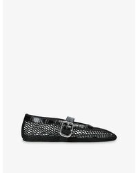 Alaïa - La Ballerine Croc-Effect Mesh Ballet Flats - Lyst