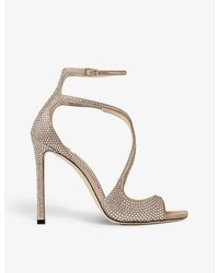 Jimmy Choo - Azia 95 Crystal-embellished Suede Heeled Sandals - Lyst