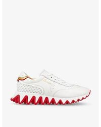 Christian Louboutin - Loubishark Leather And Mesh Trainers - Lyst
