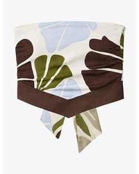 Ro&zo - Capri Floral-Print Bandeau Scarf Linen-Blend Top - Lyst