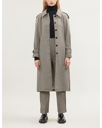 Sandro Checked Twill Trench Coat - Brown