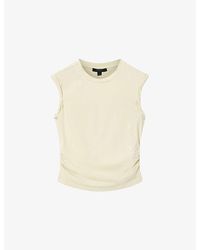 AllSaints - West Ruched Stretch Cotton-Blend Top - Lyst