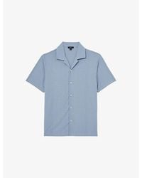 Reiss - Frederick Cuban-Collar Jacquard Stretch-Woven Shirt - Lyst