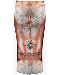 Jean Paul Gaultier - Safe Sex Graphic-print Woven Midi Skirt - Lyst