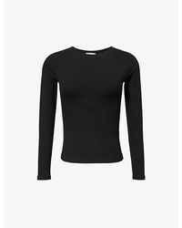 ADANOLA - Ribbed Long-sleeve Stretch-woven Top - Lyst
