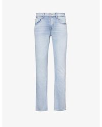 7 For All Mankind - The Straight Brand-patch Straight-leg Stretch-denim Jeans - Lyst