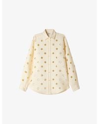 Sandro - Embellished Cut-Out Woven Shirt - Lyst