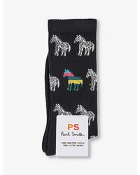 Paul Smith - Enzo Zebra Graphic-pattern Stretch-cotton Blend Socks - Lyst