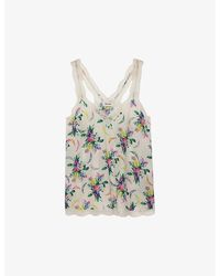 Zadig & Voltaire - Chou Floral-print Lace-embroidered Woven Camisole Top - Lyst