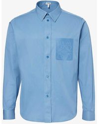 Loewe - Anagram-embroidered Pleated-cuffs Relaxed-fit Cotton-twill Shirt - Lyst