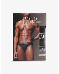 Polo Ralph Lauren - Low-Rise Branded-Waistband Pack Of Three Stretch-Cotton Briefs - Lyst