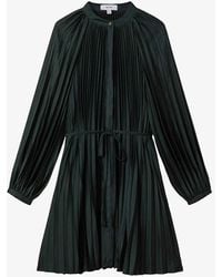 Reiss - Trina Pleated Woven Mini Dress - Lyst