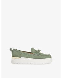 Dune - Glide Sport Platform Suede Loafers - Lyst