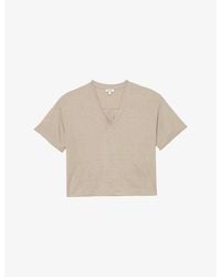 Reiss - Ember V-Neck Relaxed-Fit Linen T-Shirt - Lyst