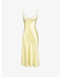 House Of Cb - Felicity Floral-Print Satin Midi Dress Xs (A-C Cup) - Lyst